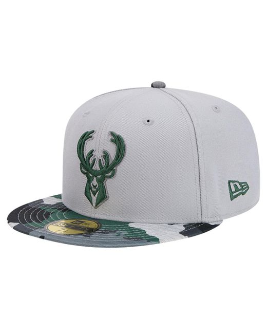 New Era Milwaukee Bucks Active Camo Visor 59fifty Fitted Hat