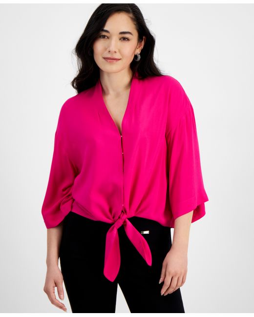 I.N.C. International Concepts Petite Tie-Front Blouse Created for