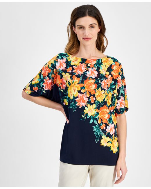 Jm Collection Printed Dolman-Sleeve Top Created for
