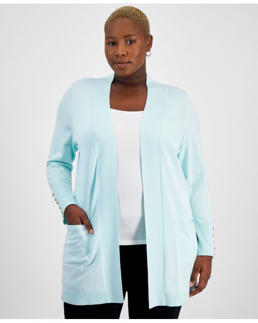 Jm Collection Plus Open-Front Long-Sleeve Cardigan Created for