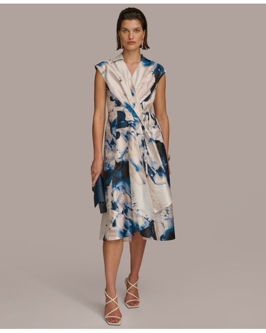 Donna Karan Printed A-Line Wrap Dress