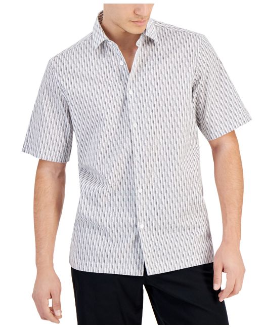 Alfani Regular-Fit Geo-Print Button-Down Shirt Created for