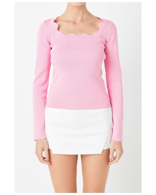 Endless Rose Scallop Detail Long Sleeve Sweater