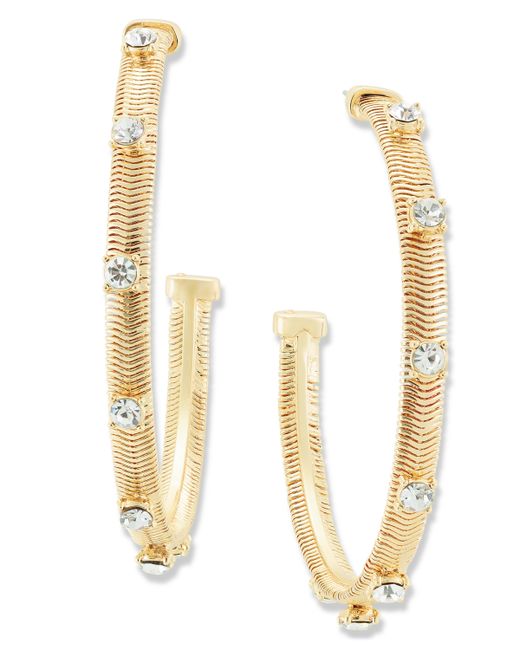 I.N.C. International Concepts Large Pave Studded Snake Chain C-Hoop Earrings 2.15 Created for