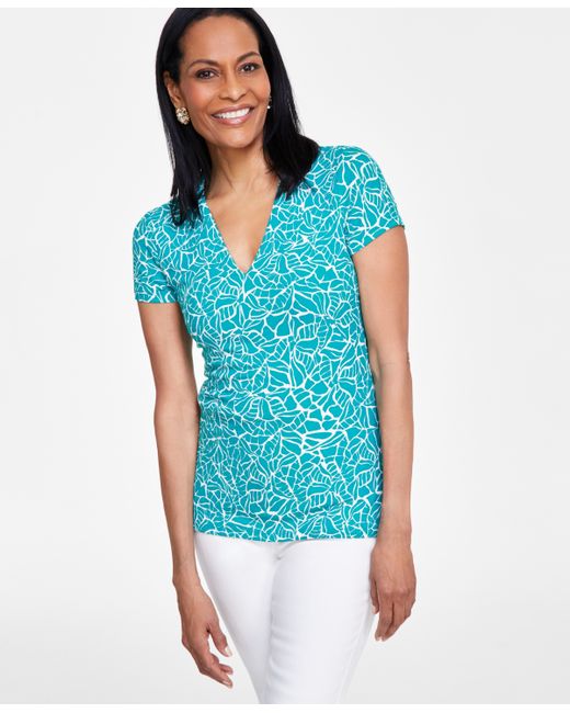 I.N.C. International Concepts Printed V-Neck Top Created for