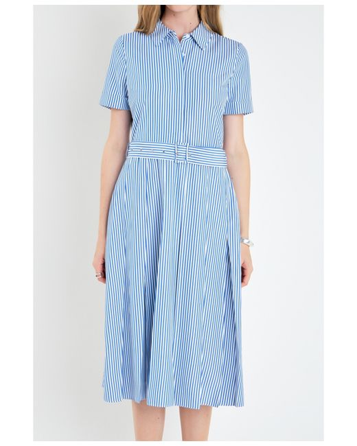 English Factory Striped Belted Midi Dress