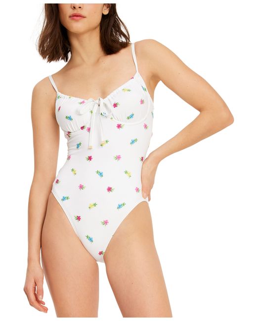 Kate Spade New York Floral Cinch Underwire One-Piece Swimsuit