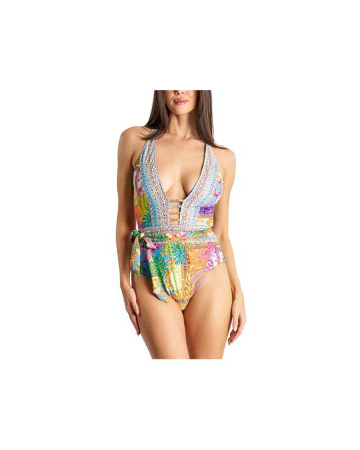 La Moda Clothing Cutout Belted One Piece Swimsuit