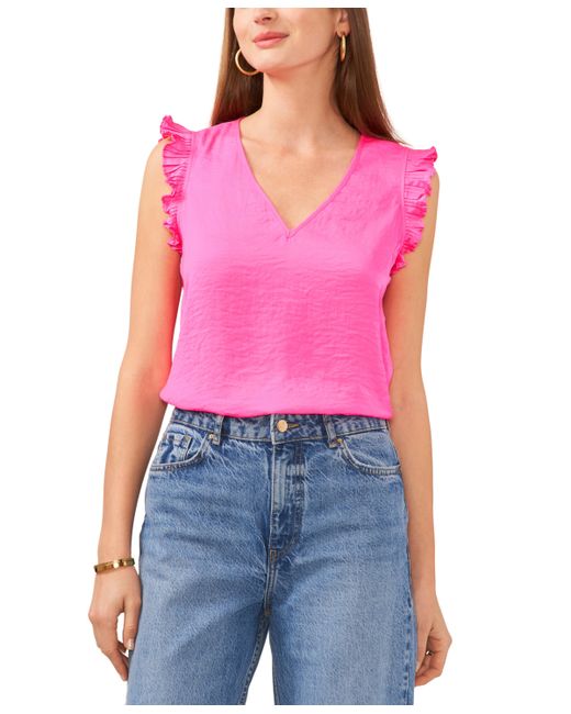 Vince Camuto Pleated-Sleeve V-Neck Top