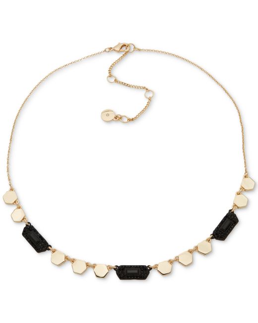 Dkny Two-Tone Stone Hexagon Statement Necklace 16 3 extender