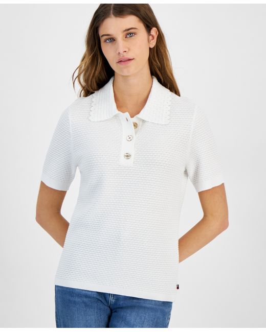 Tommy Hilfiger Cotton Textured Polo Top