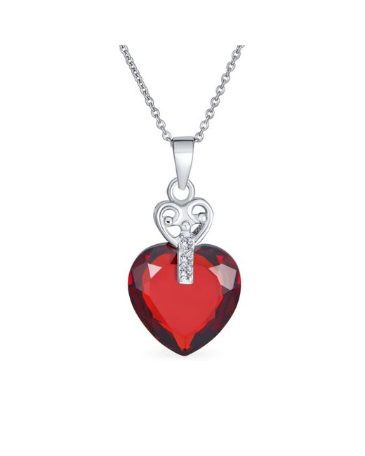Bling Jewelry Romantic Key to Her Heart Aaa 10 Ctw Cz Ruby Cubic Zirconia Large Necklace Pendant For Teens 925 Sterling Silver 16 Inches Chain