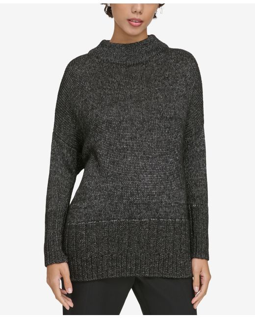 Donna Karan Oversized Mock-Neck Pullover Sweater Black
