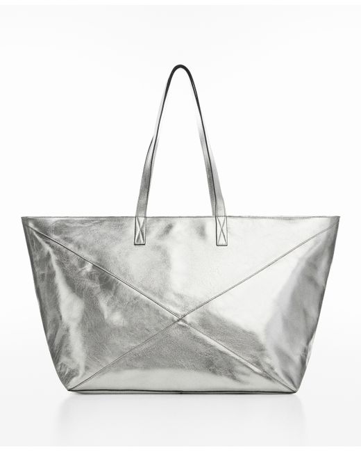 Mango Leather Shopper Bag
