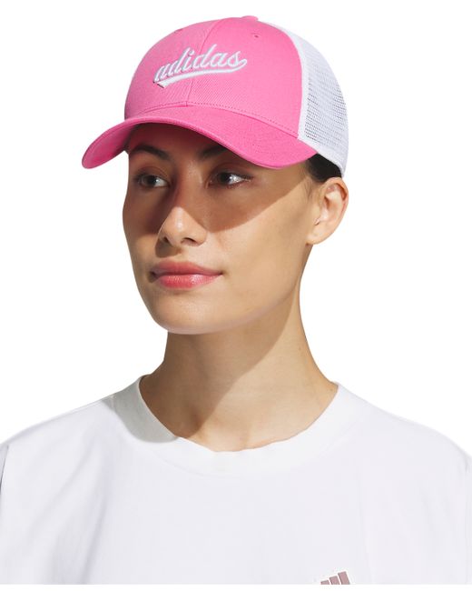 Adidas Embroidered Logo Mesh Trucker Hat white