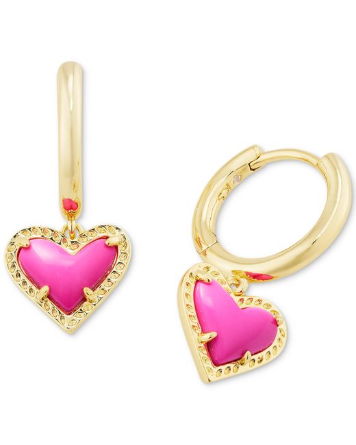 Kendra Scott Pave Colored Heart Charm Huggie Hoop Earrings