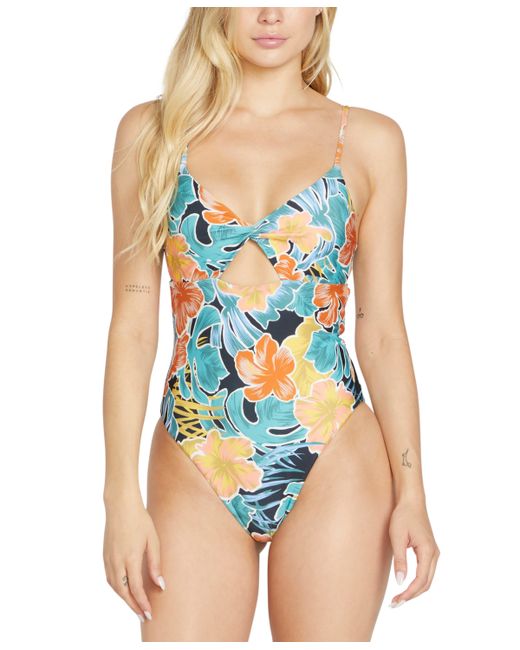 Volcom Juniors Take It Easy Printed Cutout One-Piece Swimsuit