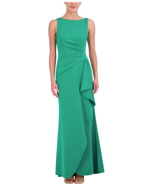 Eliza J Ruched Cascading-Ruffle Gown