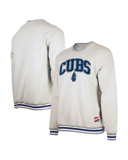 New Era Heather Chicago Cubs Throwback Classic Pullover Sweatshirt