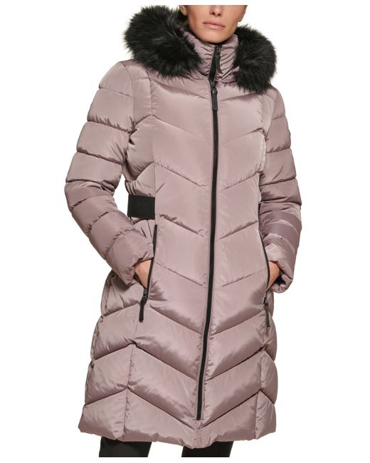 Calvin Klein Faux-Fur-Trim-Hooded Puffer Coat Created for Macy