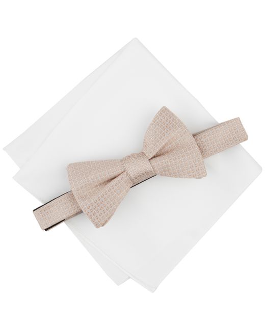 Alfani Dawson Textured Bow Tie Solid Pocket Square Set Created for