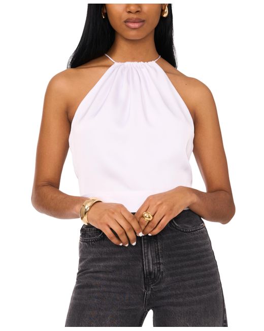 1.State Sleeveless Tie Back Gathered Neck Halter Top