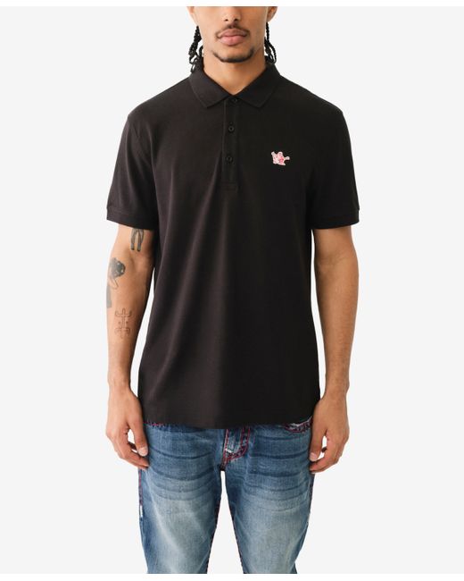 True Religion Short Sleeve Relaxed Buddha Patch Polo Shirts