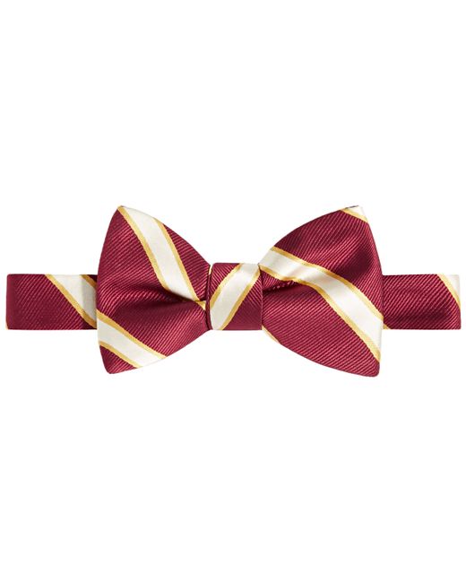 Tayion Collection Crimson Cream Stripe Bow Tie