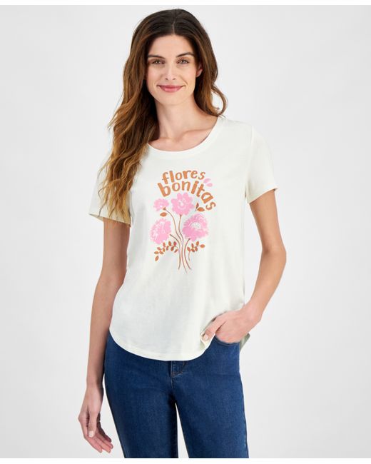 Style & Co Pretty Flowers Graphic T-Shirt Created for