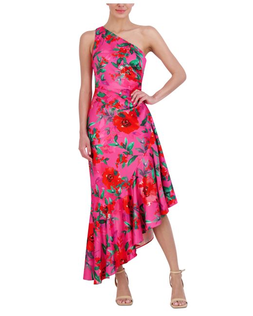 Eliza J Floral-Print One-Shoulder Maxi Dress