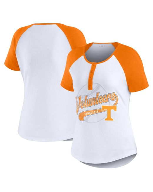 Wear By Erin Andrews Tennessee Volunteers Baseball Logo Raglan Henley T-Shirt