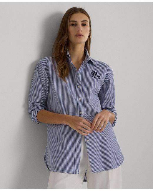 Lauren Ralph Lauren Striped Long-Sleeve Shirt wht
