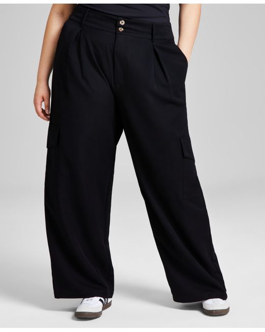 And Now This Trendy Plus Wide-Leg Pleated Cargo Pants