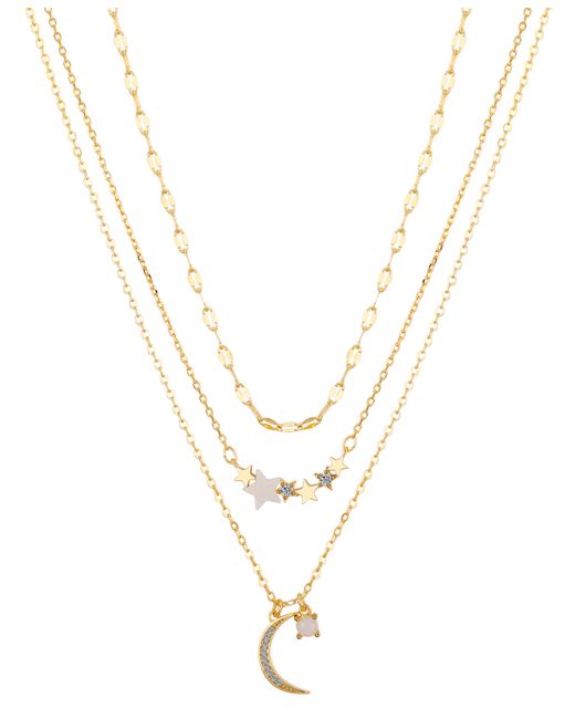 Unwritten Cubic Zirconia Opal Star and Moon Layered Necklace Set