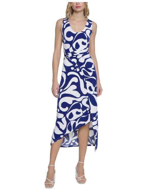 Donna Morgan Printed Wrap-Waist Asymmetric Dress
