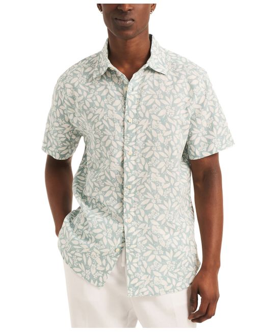 Nautica Floral Print Short Sleeve Button-Front Shirt