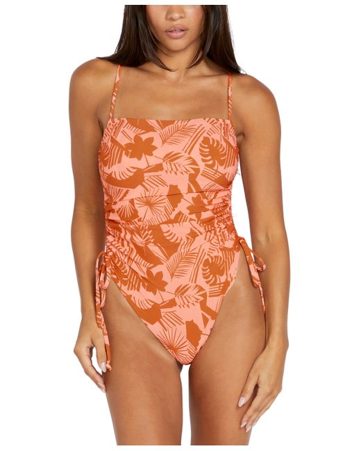 Volcom Juniors Blocked Out Printed Ruched One-Piece Swimsuit