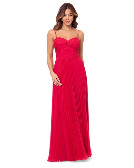 Xscape Ruched Pleated Gown