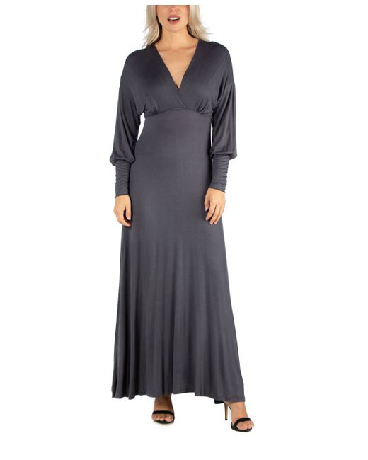 24seven Comfort Apparel Formal Long Sleeve Maxi Dress
