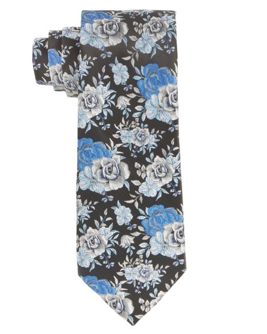 Tayion Collection Royal Blue White Floral Tie