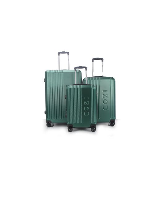 Izod Zane Expandable Abs Hard shell Lightweight 360 Dual Spinning Wheels Combo Lock 3 Piece Luggage Set