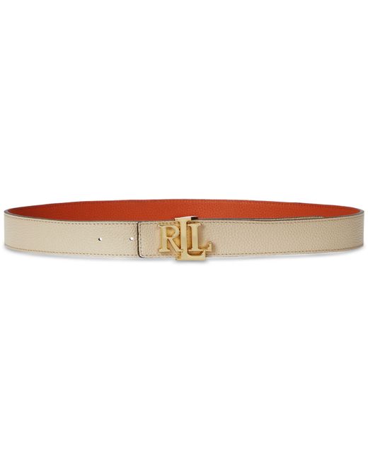 Lauren Ralph Lauren Logo Reversible Pebbled Belt rust Orange