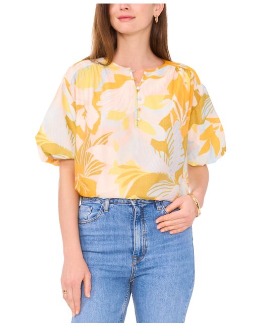 Vince Camuto Printed Puff-Sleeve Top