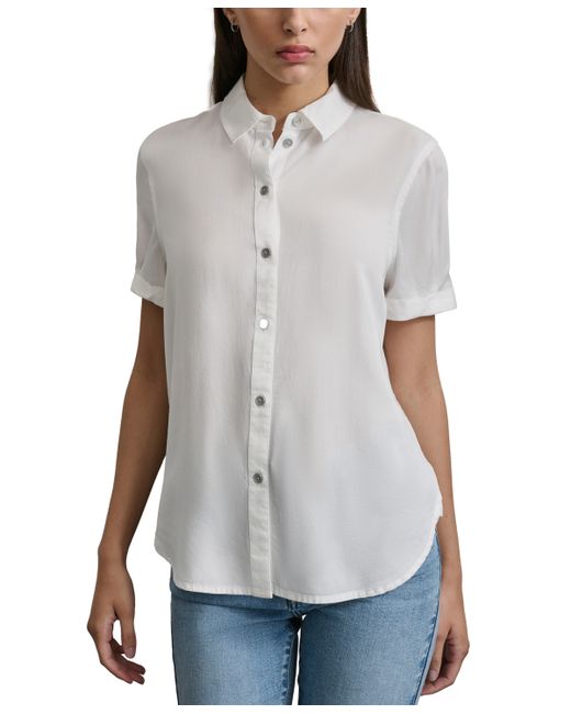 Dkny Rolled-Sleeve Button-Up Shirt