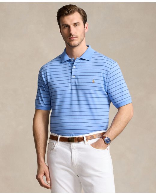 Polo Ralph Lauren Big Tall Striped Cotton Interlock Polo Shirt light Navy