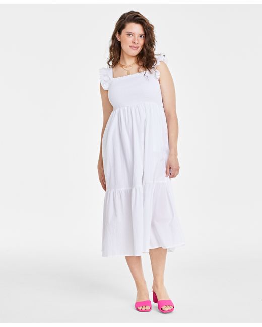 On 34th Cotton Smocked Midi Dress Created for Macy