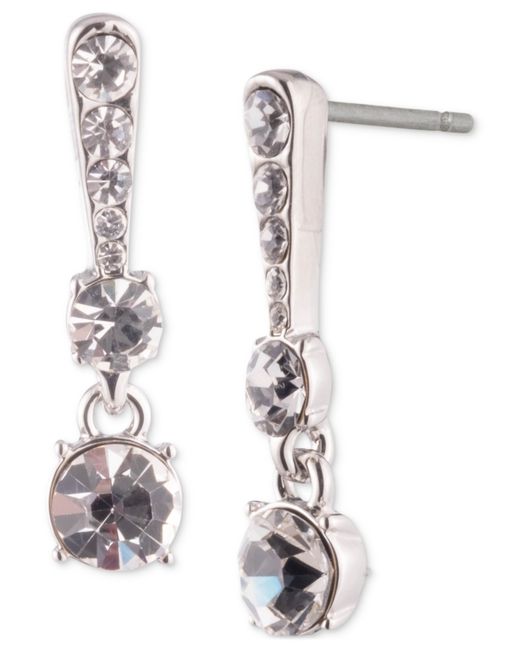 Givenchy Silver-Tone Stone Crystal Bar Drop Earrings