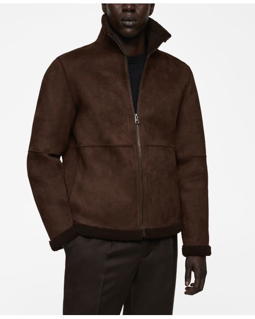 Mango Shearling-Lined Leather-Effect Jacket