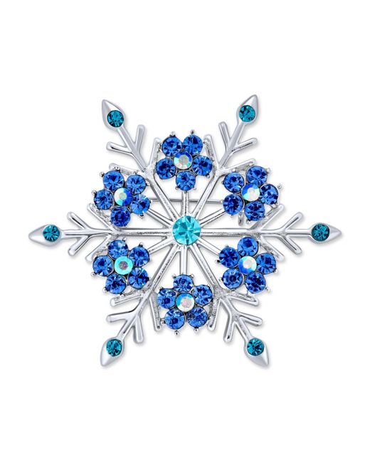 Bling Jewelry Large Multi Ice Frozen Winter Flower Snowflake Brooch Pin For Crystal Holiday Party Rhodium Plated Alloy