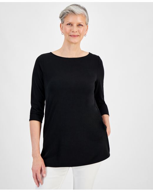 Jm Collection Boat-Neck 3/4-Sleeve Top Created for Macy
